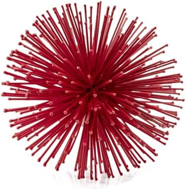 Modern Day Accents 5267 Erizo Urchin Small Red Sphere, Coffee Table Room Decor, Shelf Starburst Centerpiece, Spike Ball Decoration, Home, 6" D