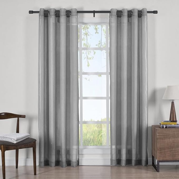 2 Pack Matte Black Curtain Rods for Window 36-72", Decorative Curtain Rods with Cap Finials, Adjustable 1-Inch Thicken Single Curtain Rods Telescoping Drapery Rods