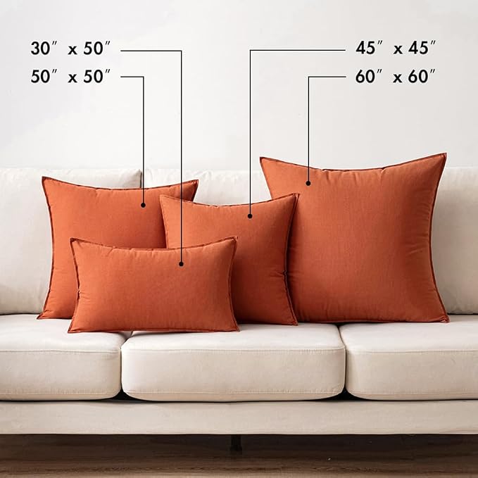 MIULEE Pack of 2 Decorative Linen Pillow Covers 20x20 Inch Burnt Orange | Spring Boho Farmhouse Modern Soft Accent Throw Pillows Neutral Cushion Covers for Sofa Couch Bed Living Room Home Decor