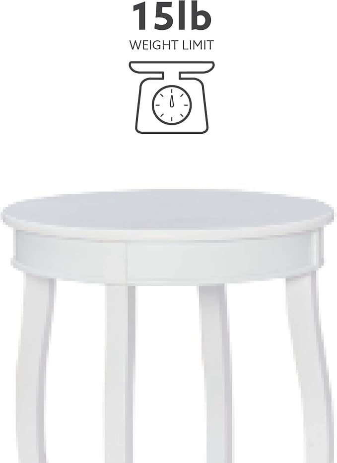 Powell Furniture Powell Round Shelf, White Table, 18" x 18" x 22" Tall
