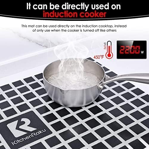 KitchenRaku Large Induction Cooktop Protector Mat, Translucent (Magnetic) Electric Stove Burner Covers Antiscratch as Glass Top Stove Cover or Electric Stove Top (20.4 x 30.7, Black_ White)