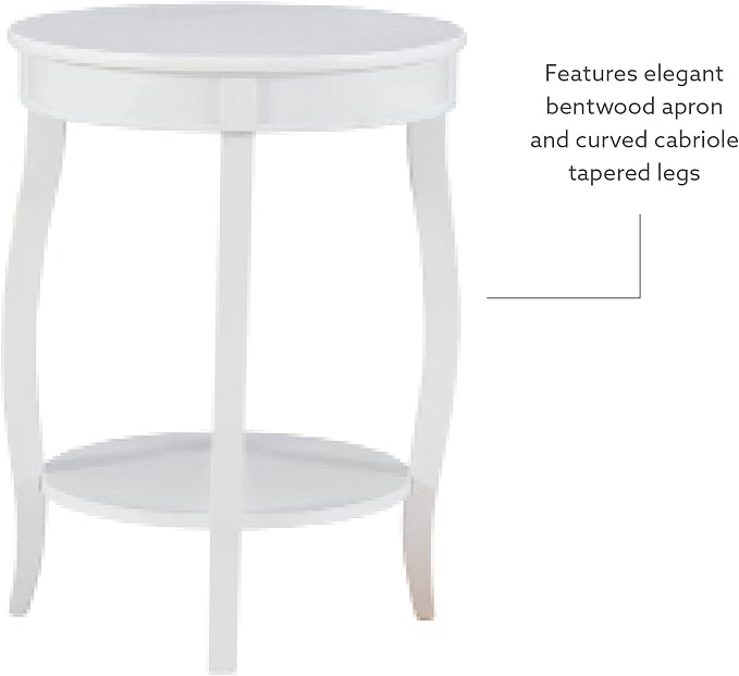 Powell Furniture Powell Round Shelf, White Table, 18" x 18" x 22" Tall