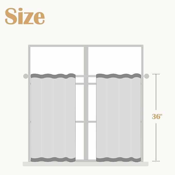 jinchan Linen Kitchen Curtains 36 Inch Floral Tier Curtains Farmhouse Cottage Core Flax Cafe Rod Pocket Country Small Window Drapes for Laundry Room Bathroom RV 2 Panels Blue on Beige