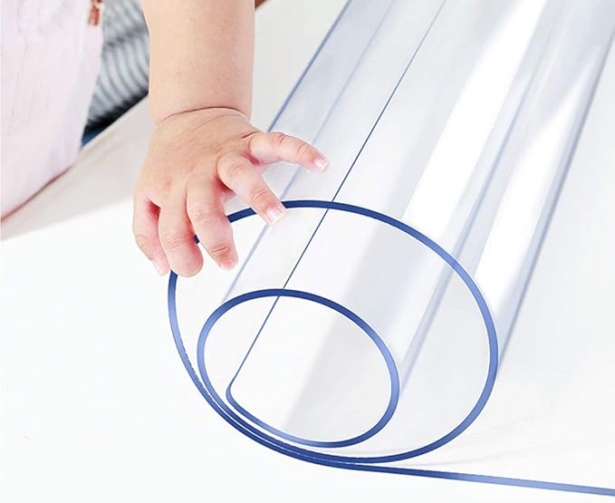 Wadrac 39x72 Inch Clear Table Cover Protector, 1.5mm Thick Custom PVC Table Cover Tablecloth Sheet Plastic Desk Pad Mat Waterproof Vinyl Table Top Protector for Kitchen Coffee Table Writing Desk