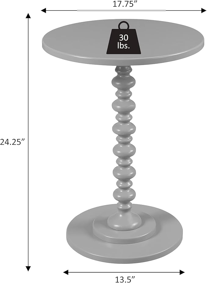 Convenience Concepts 131355GY Palm Beach Spindle Table, Gray