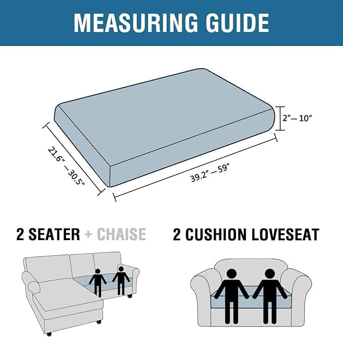 H.VERSAILTEX Super Stretch Individual Seat Cushion Covers Sofa Covers Couch Cushion Covers Slipcover Sets Thick Jacquard Textured Twill Fabric (1 Piece Loveseat Cushion Cover, Rust)