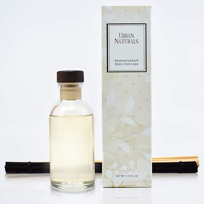 Urban Naturals Reed Diffuser Set, Gardenia Blossoms - Bathroom Shelf Décor | Jasmine, Ylang-Ylang Scent Notes for a Continuous Air Freshener Scent