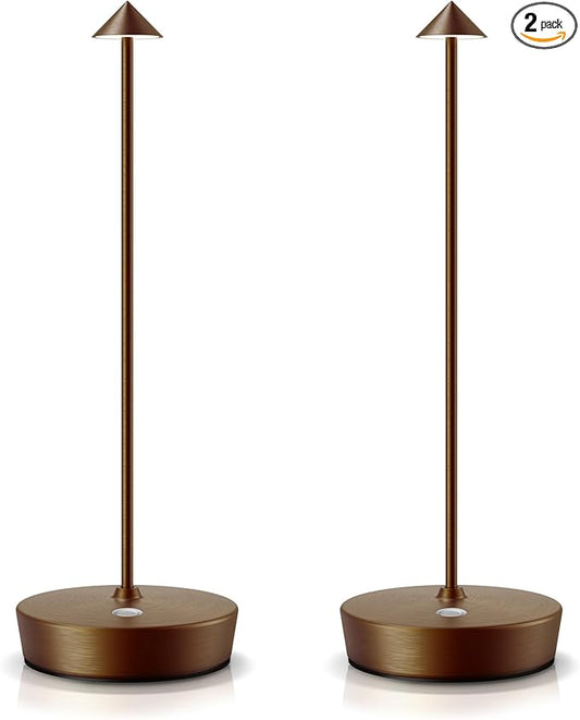 SAKRINGT 2 Pack Cordless Table Lamps Rechargeable, 6000mAh Battery Operated Waterproof Stepless Dimming Modern Portable LED Table Light for Restaurant Dining Patio Outdoor