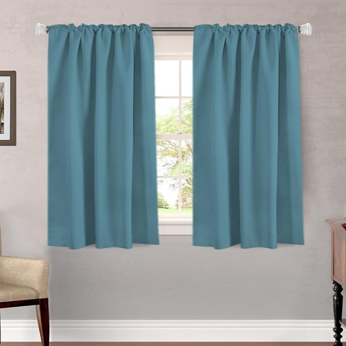 H.VERSAILTEX Blackout Curtains Thermal Insulated Window Treatment Panels Room Darkening Blackout Drapes for Living Room Back Tab/Rod Pocket Bedroom Draperies (2 Panels, Storm Blue, 52 x 45 Inch)