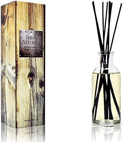 Urban Naturals Reed Diffuser Set, Black Teakwood - Bathroom Shelf Décor | Mahogany & Black Teakwood blend with Lavender, Geranium & Oak Wood