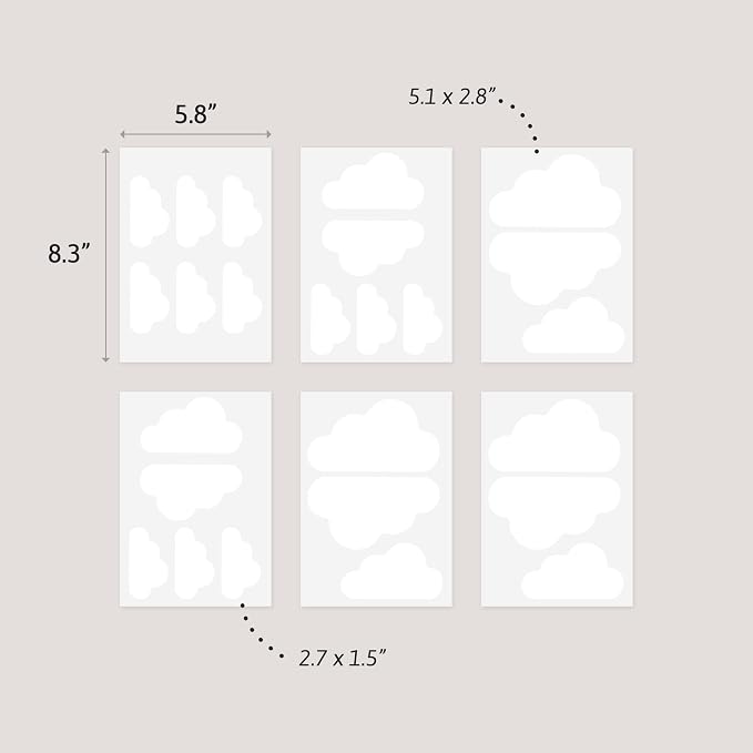 Removable Wall Decals for Kids Room – Peel and Stick Wall Stickers for Girls & Boys Bedroom, Playroom & Nursery – Easy to Apply Wall Decor - Clouds