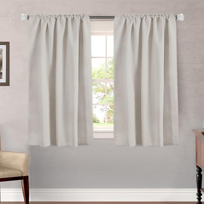H.VERSAILTEX Blackout Curtains Thermal Insulated Window Treatment Panels Room Darkening Blackout Drapes for Living Room Back Tab/Rod Pocket Bedroom Draperies, 52 x 45 Inch, Stone, 2 Panels