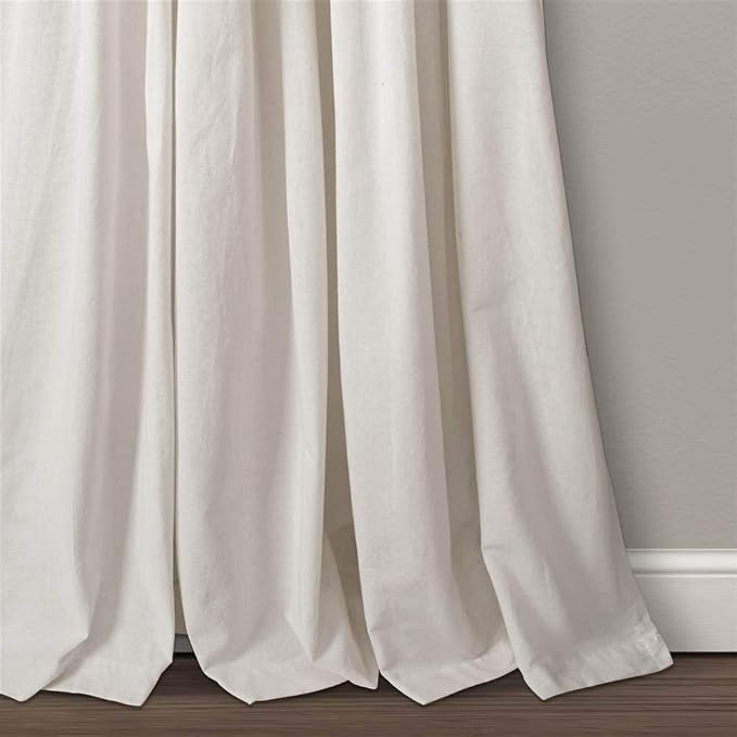 Lush Decor Linen Button Window Curtain Panel, Single, 40" W x 84" L, Linen- Country Curtains - Rustic Decor - Color Block - Modern Farmhouse Curtains