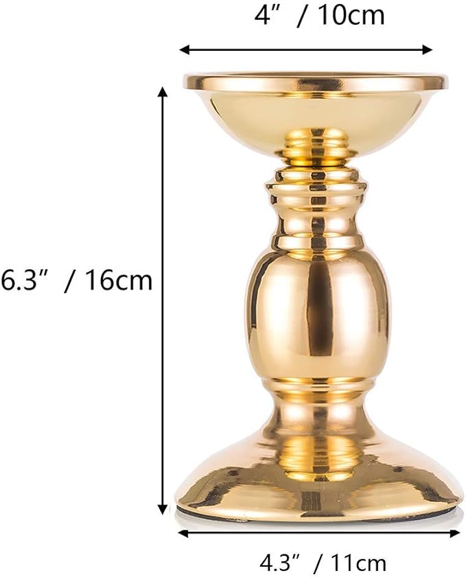 Nuptio Pillar Candle Holders, Wedding Centerpieces Metal Candle Holder Candles Stand Decoration Ideal for Weddings Special Events Parties Living Room (10 x S, Gold)