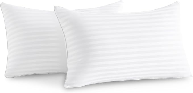 Oubonun 14 x 22 Throw Pillow Inserts, Firm and Fluffy Decorative Pillows for Couch Bed Sofa with Soft Cotton Cover White Cushion with Down Alternative Pack of 2