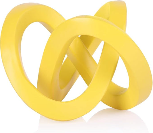 DOVDOV Yellow Knot-Decorated Sculpture, Yellow Home Decor Aesthetics, Möbius Strip Sculpture, Suitable for Decorating Bookshelves, Living Room TV cabinets, Office cabinets, and Coffee Tables.