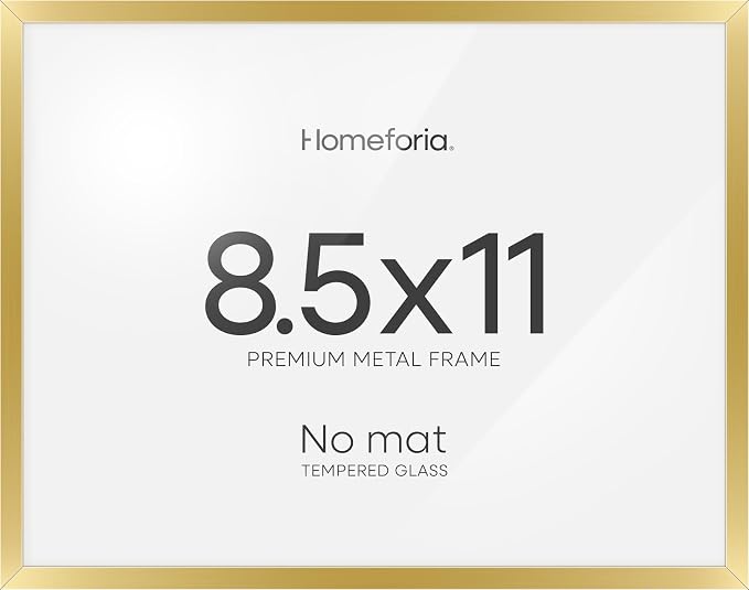 Homeforia Gold Diploma Frame 8.5 x 11, High End Metal 8.5x11 Certificate Frames, 11x8.5 Document Frame for Wall or Tabletop, 8.5 by 11 Letter Size Graduation Frames, Tempered Glass, Wall Kit, Set of 3