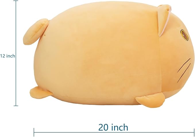 YESGIRL 20 inch Super Soft Cat Plush Pillow, Adorable Stuffed Animal Toy, Chubby Kawaii Cat Plushie for Boys Girls, Cute Room Decor Fat Animals Pillow, Kids Gifts for Birthday,Valentine,Christmas