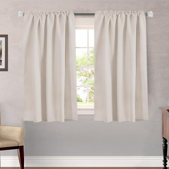 H.VERSAILTEX Blackout Curtains Thermal Insulated Window Treatment Panels Room Darkening Blackout Drapes for Living Room Back Tab/Rod Pocket Bedroom Draperies (2 Panels, Natural, 52 x 54 Inch)