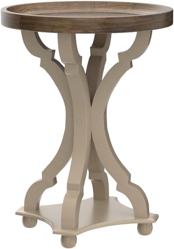 Set of 2 Rustic Farmhouse Cottagecore Accent End Table, Natural Tray Top Side Table Nightstand for Family, Dinning or Living Room, Handcrafted Finish, Modern, White (2 Pack)