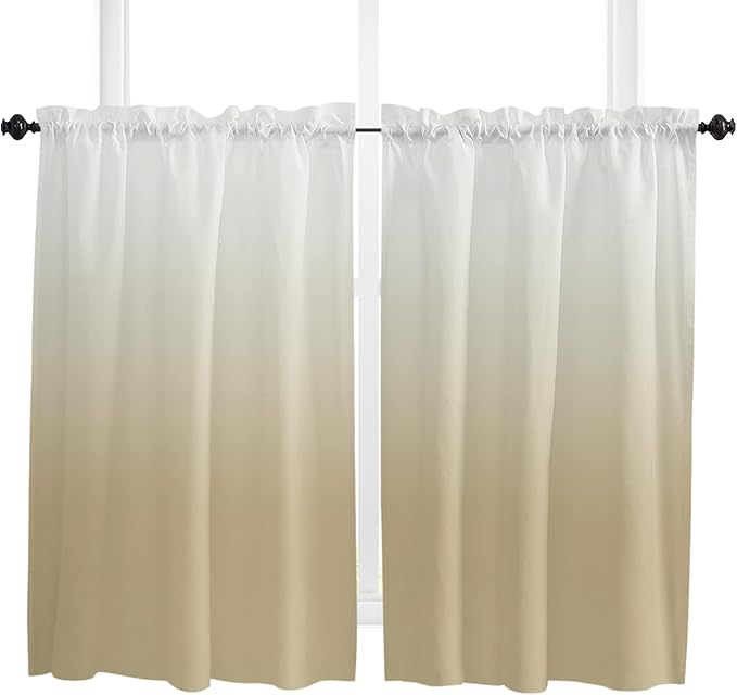 54 Inch Long Tier Curtains for Kitchen, Farm Yellow Gradient Bathroom Window Curtains Rod Pocket Short Curtains Window Treatment Tiers for Living Room Farmhouse 2 Panels