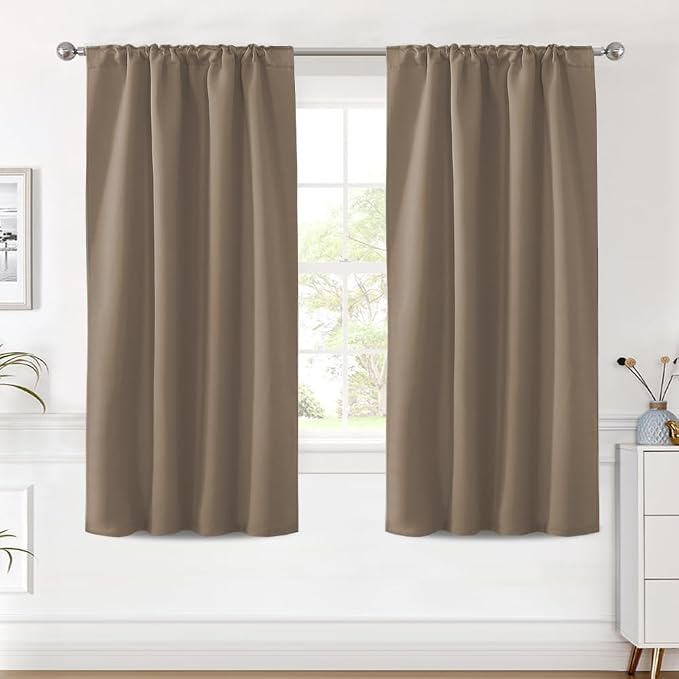 H.VERSAILTEX Blackout Curtains Thermal Insulated Window Treatment Panels Room Darkening Blackout Drapes for Living Room Back Tab/Rod Pocket Bedroom Draperies (2 Panels, Macchiato, 42 x 63 Inch)