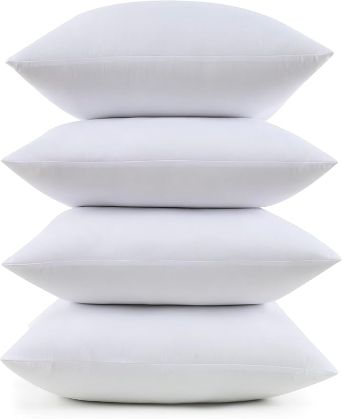 20X20 Pillow Inserts - Throw Pillow Set - Cushion Inserts for Decorative Throw Pillows Covers - Soft & Supportive Pillows for Couch, Sofa, Bed, or Chair, 4 Pack - 20" x 20"