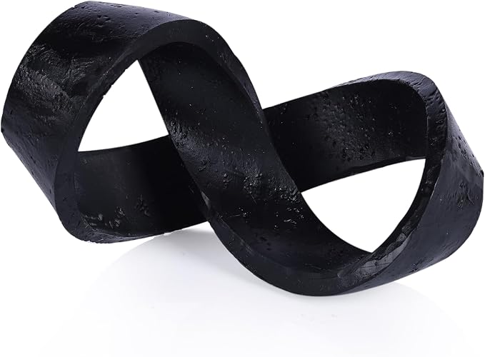 Modern Infinity Knot Sculpture - Black Knot Home Decor, Multi-Angle Statue for Shelves, Coffee Table, Bookshelf, Living Room, Office, Resin Geometric Decorative Accent, Abstract Art Knick Knacks Gifts