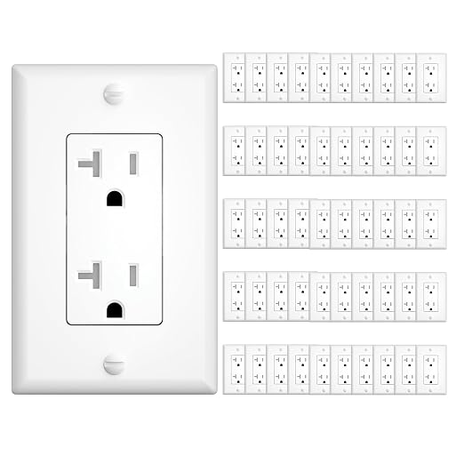 Amico Wall Outlet, UL Listed, Tamper Resistant Standard Electrical Outlet, Decorator Receptacle, Suitable for Home and Business, 125V/1875W, White, 20 Amp - Screw Wall Plate, 50 Pack
