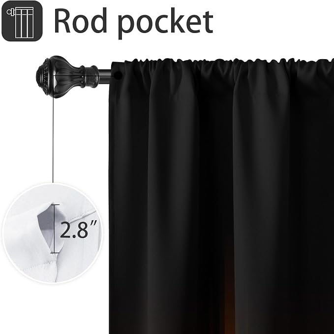Coxila Burnt Orange Window Curtains for Bedroom 42 x 63 Inch Rod Pocket Black Fall Terracotta Rust Ombre Gothic Autumn Modern Dark Goth Cool Home Bedroom Living Room Treatment Set of 2 Panels Drapes