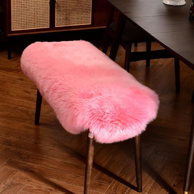 LLB Genuine Sheepskin Area Rug Wool Rug Fur Carpet Fluffy Shaggy Fur Rug for Living Room Kids Bedroom Real Sheepskin Throw Lambskin Rugs Sofa Mat Chair Seat Covers (Pink, 2 x 3 ft Sheepskin)