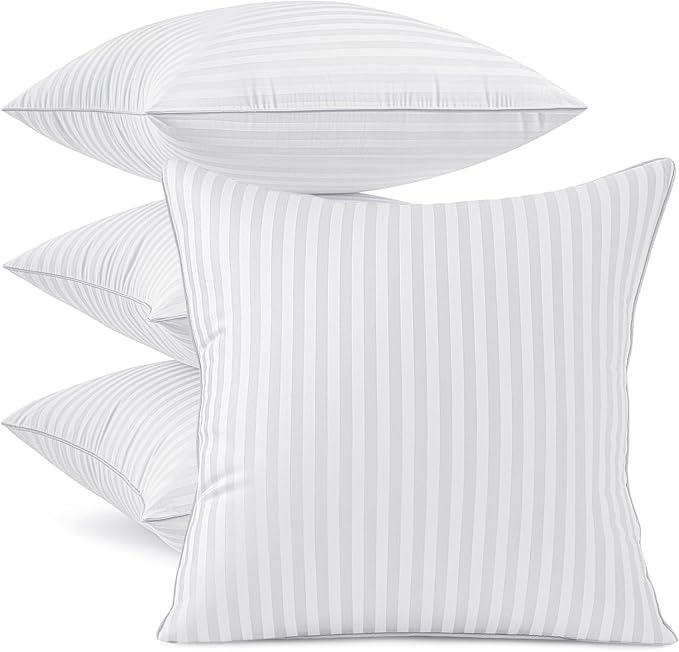 MIULEE 18x18 Throw Pillow Inserts Set of 4 Firm and Fluffy Decorative Throw Pillows for Couch Sofa Bed 100% Virgin Microfiber with Cotton Cover