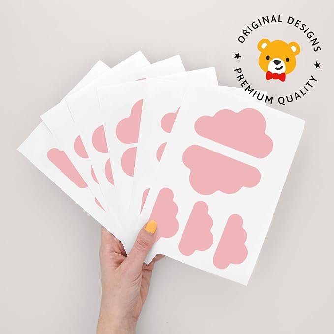 Removable Wall Decals for Kids Room – Peel and Stick Wall Stickers for Girls & Boys Bedroom, Playroom & Nursery – Easy to Apply Wall Decor - Pink Hearts