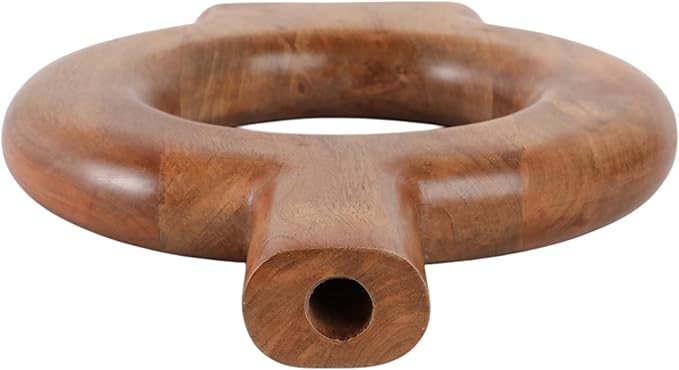 Mango Wood Decorative Vase – Table Decor Flower Holder, Living Room Tabletop Decor, Modern Donut Design Vase Accent for Circle Table Home Decor – 18", Brown