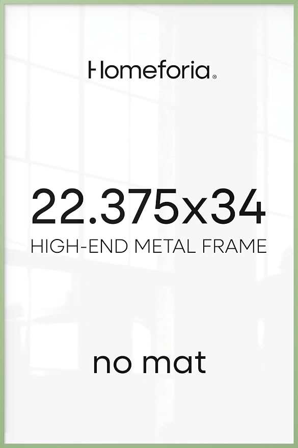 Homeforia 22.375x34 Sage Green Puzzle Frame, High End Metal 22.375 x 34 Picture Frames without Mat, 34x22.375 Poster Frame for Wall, 22.375 by 34 Puzzle Photo Frame, Tempered Glass, Wall Kit, Set of 1
