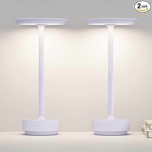 Cordless Table Lamp 2P Light Purple Portable Lights LED Rechargeable Battery Operated 3 Levels Brightness IP54 Waterproof Memory Function for Outdoor Patio Travel Cafe Restaurant