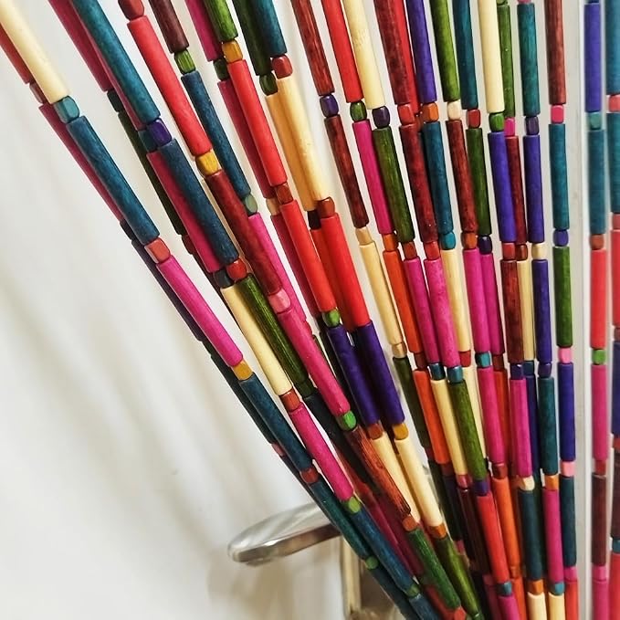 ave split Rainbow Colorful Hippie Wood Door Beaded Curtain Boho-Bohemian Wooden Doorway Beads Curtains Made of Wood&Bamboo-for Window,Door 056-ZJ (Colorful)