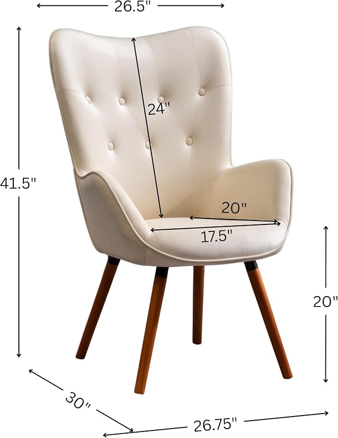 Roundhill Furniture Doarnin Silky Velvet Tufted Button Accent Chair, White