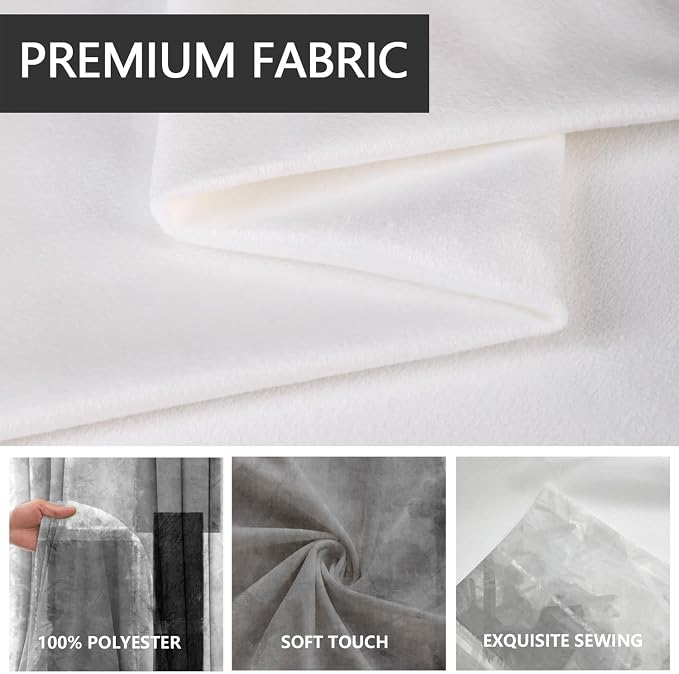 AAtter Black Grey and White Window Curtain Long Wide Gray Abstract Geometric Silver Art Aesthetic Minimalist Living Room Bedroom Drapes Treatment Fabric 1 Pair, 52" W x 84" L, Modern