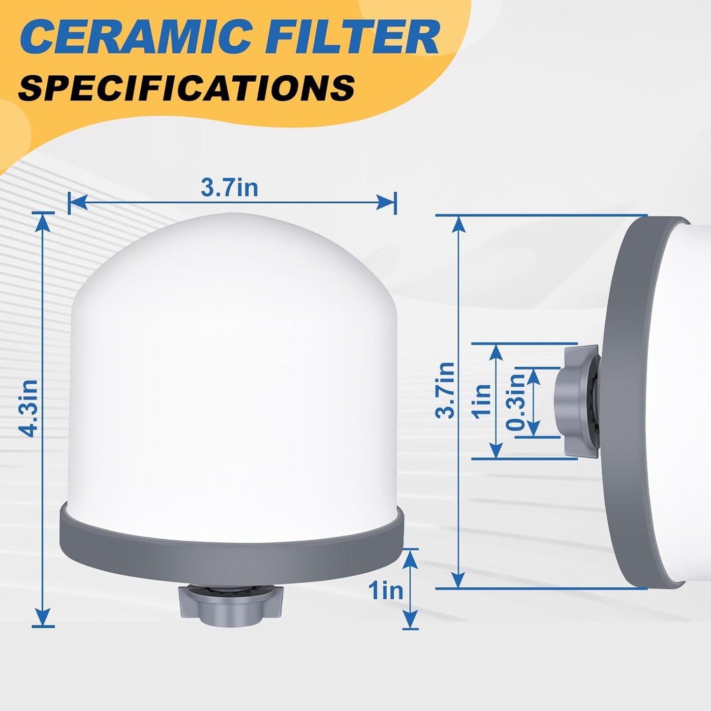 4Pack Replacement Ceramic Dome Water Filter 0.2 to 0.5 micron for Countertop Portable Water Purification System