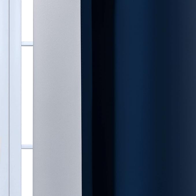 Yakamok Ombre Curtains Blue and Greyish White for Living Room,42Wx45L | Room Darkening Curtains 45,Thermal Insulated Gradient Color Drape,Light Blocking Grommet Window Curtains for Bedroom,2 Panels