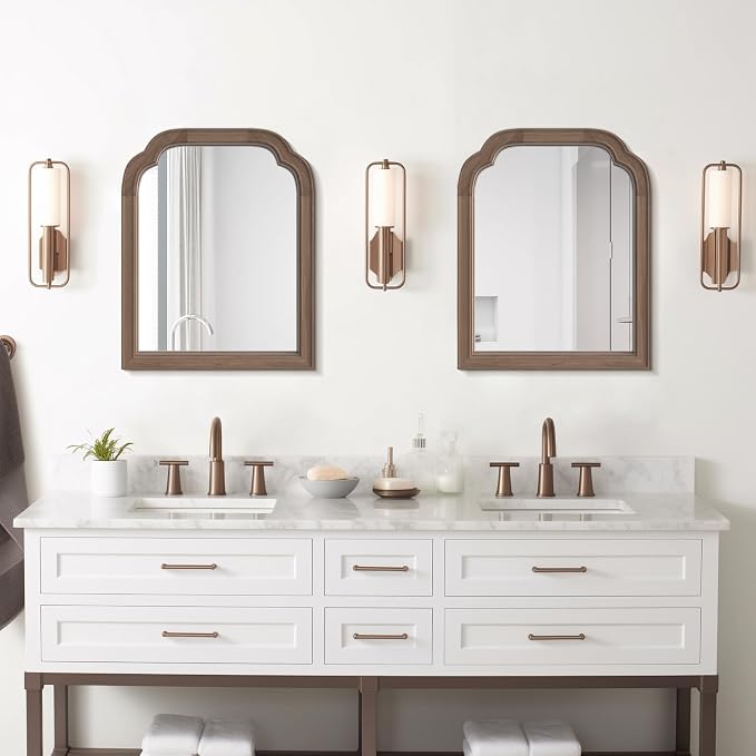 WallBeyond Wood Bathroom Mirrors for Wall Mounted, 16" x 20" Rustic Wood Frame Wall Mirrors Decorative for Living Room or Bedroom Vanity Mirror (Walnut)