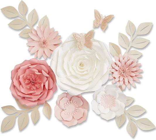 Mverse 3D Paper Flowers Decorations for Wall, Pre-Assembled Large Floral Decorations for Baby Girl Nursery Wall, Wedding Backdrop, Classroom Bulletin Board & Room Decor