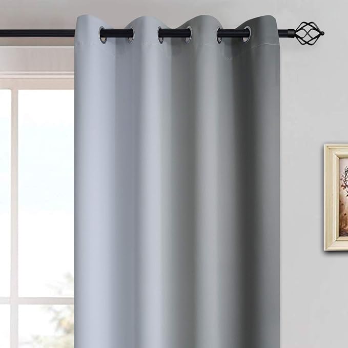 Yakamok Gray and Greyish White Thermal Insulated Grommet Light Blocking Window Drapes,Room Darkening Gradient Color Ombre Curtains for Bedroom (52W x 72L / 2 Panels, One Pair) | Room Darkening Curtains 72,Thermal Insulated Gradient Color Drape,Light Bl...
