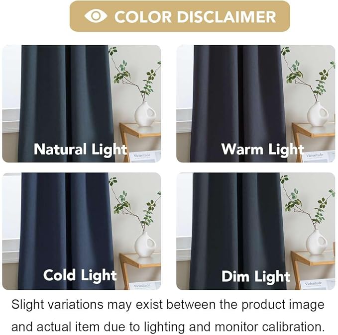 H.VERSAILTEX Linen Look 100% Blackout Curtains 45 Inches Long for Bedroom Full Light Blocking Rod Pocket Linen Textured Thick Window Curtain Drapes with White Backing, Navy, 2 Panels
