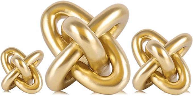Gold Knot Decor for Coffee Table Book,Chain Link Living Room Decor Item for Bookshelf Entryway Nightstand TV Stand,Minimalist Knot Sculpture for Home Living Room,Centerpiece Table Decorations (Gold)
