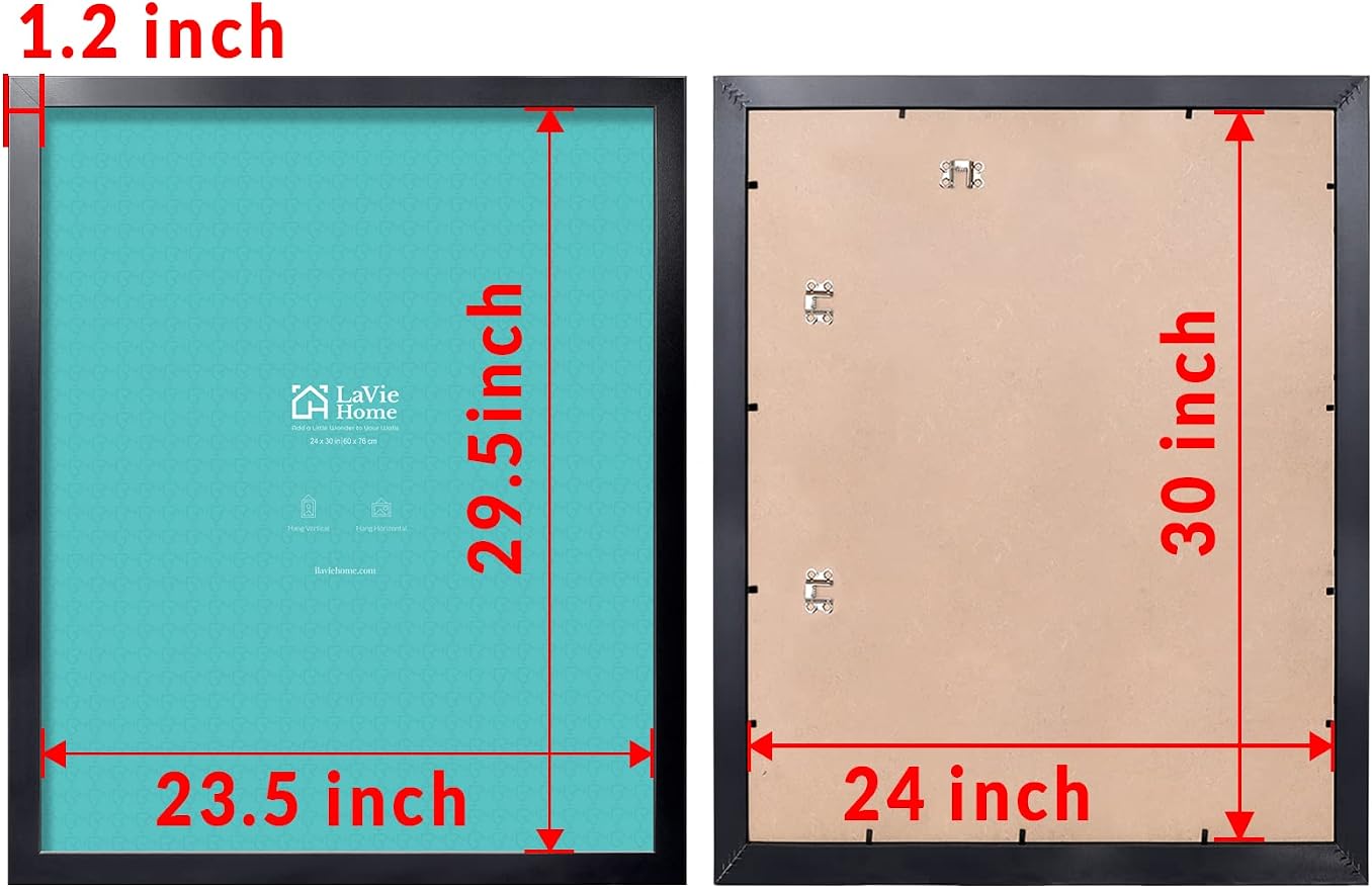 LaVie Home 24x30 Picture Frame Black, Puzzles Frame for Wall Decoration, Classic Black Minimalist Style Suitable for Decorating Houses, Offices, Hotels, Puzzles Posters Photos or Artwork（1 Pack）