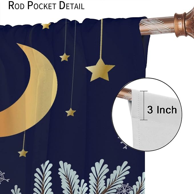 Rustic Animal Curtains, Wild Forest Animal Bear Fox Deer Kids Window Treatments for Living Room Bedroom, Farmhouse Woodland Blackout Drapes 2 Panel Sets, 63x63 Inch