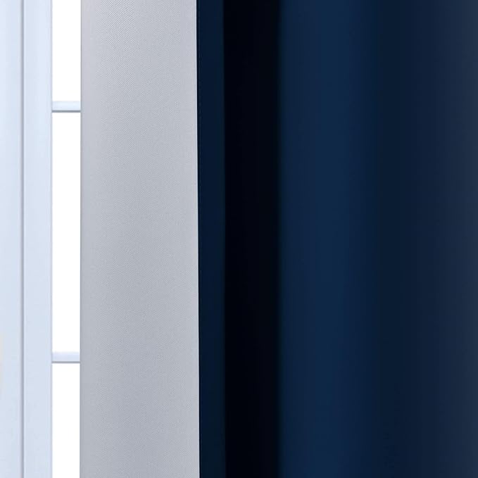 Yakamok Ombre Curtains Blue and Greyish White for Living Room,70Wx63L | Room Darkening Curtains 63,Thermal Insulated Gradient Color Drape,Light Blocking Grommet Window Curtains for Bedroom,2 Panels