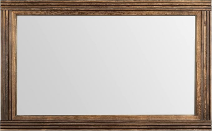 YOSHOOT Hand-Made Wooden Spliced Wall Mirror for Bathroom, Rustic Farmhouse Vanity Mirror, Décor Wall Art, Solid Wood Frame, Vertical or Horizontal Hanging, 72" x 36", Brown